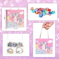 DIY unicorn charm bracelet kit for kids with beads and gift bag in 4-grid layout - Rainbow Unicorn Style