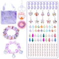 DIY Kristallperlen Armband-Set mit lila Anhängern, Gummiband und Geschenktüte - Violetter Amethyst Stil