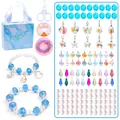 Rosa und blaues DIY Kristall Perlen Set für Kinder mit Tasche und bunten Anhängern - Blauer Kristallstil
