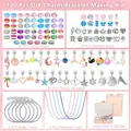 120-teiliges DIY-Schmuckset für Kinder mit rosa Box und bunten Einhorn-Anhängern - 120-teiliges Set / Rosa Prinzessinnen-Thema