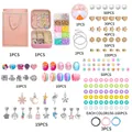 DIY sieradenpakket met roze opbergdoos inclusief kralen en kleurrijke kleischijfjes voor kids - Sieraden Opbergdoos Set (Lichtgevende letters)