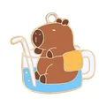 Χαριτωμένο μενταγιόν Capybara σε κύπελλο, καφέ και χρυσό DIY αξεσουάρ κοσμημάτων - Στυλ Ποτήρι Αναψυκτικού (R1-03)