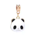 Charm DIY pour bracelets tête de panda doré avec détails en émail noir et blanc - Portrait de Tête de Panda Géant (R1-83)