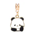 Perle panda mignonne avec geste de cœur en émail noir et blanc pour bracelet DIY - Panda Geste de Coeur (R1-84)