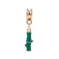 Pendentif en émail vert style bambou avec perle dorée à grand trou pour bracelets - Bambou Vert à Trois Sections (R1-87)