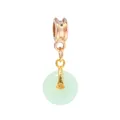 Pendentif donut en jade vert avec bélière en or rose pour bracelets à breloques - Disque d'Imitation Jade Vert Pâle (R1-90)