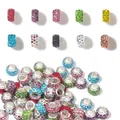 Cuentas de arcilla con diamantes de colores y agujeros grandes para joyería DIY - Cuentas de agujero grande con engaste pavé (13965) / Juego de 20 Piezas / Multicolor