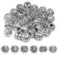 Vintage silver hollow alloy beads with diverse patterns for DIY bracelet jewelry making - Mixed Hollow Styles