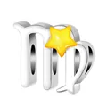Silver Virgo zodiac bead charm with a yellow star detail for DIY charm bracelets - Virgo