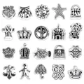 Set de 20 dijes de aleación de plata antigua con corazón y estrella de mar para pulseras - Mezcla de 20 Formas Diferentes