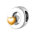 Abalorio de plata con detalle de corazón dorado para pulseras de letras DIY - Letra O