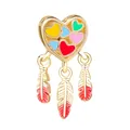 Colgante de corazón dorado con esmalte de colores y borlas de plumas en degradado - Atrapasueños de Corazón Dorado (R1-148)