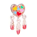 Abalorio de corazón oro rosa con corazones de esmalte de colores y plumas - Atrapasueños de Corazón Oro Rosa (R1-149)