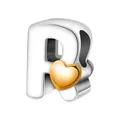 Abalorio letra R de plata con corazón dorado para pulseras DIY y bisutería creativa - Letra R