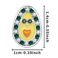 Smiling face oval charm with green zircons and yellow enamel for DIY bracelets - Oval Avocado Smiley Face (R1-151)