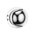 Polished silver alloy bead with hollow double-sphere design for jewelry making - High Gloss Perforated Ball (R1-155)