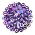 Mix of purple faceted and patterned resin spacer beads with silver metal cores - Random Mix / 10 Pieces Pack / Purple