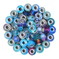 Blue faceted resin charms and glass beads set with metal cores for DIY bracelets - Random Mix / 10 Pieces Pack / Blue