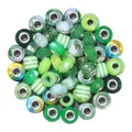 Green resin and glass crystal beads with metal cores for DIY jewelry making - Green