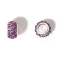 Par de abalorios de arcilla morada con cristales pavé y núcleo de metal plateado - Cuentas de agujero grande con engaste pavé (13965) / 1 Pieza / Púrpura
