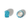 Cuenta de arcilla con cristales azul claro y agujero grande para pulseras de bricolaje - Cuentas de agujero grande con engaste pavé (13965) / 1 Pieza / Azul