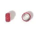 Amuletos de plata con cristales rojos para pulseras de cadena de serpiente - Cuentas de agujero grande con engaste pavé (13965) / 1 Pieza / Rojo