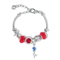 Bracciale zodiaco Ariete in argento con cristalli rossi e ciondolo a cuore - 16cm / Aries