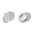Cuenta plateada de agujero grande con brillantes diamantes de imitación para pulseras - Cuentas de agujero grande con engaste pavé (13965) / 1 Pieza / Blanco