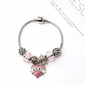 Bracciale a catena serpente argento con perline rosa sfaccettate e ciondoli AUNT - ZIA Rosa