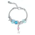 Bracciale zodiaco Pesci con perline di cristallo blu e catena a serpente d'argento - 16cm / Pisces