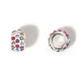 Abalorio plateado con cristales de colores para pulseras de abalorios DIY y joyas - Cuentas de agujero grande con engaste pavé (13965) / 1 Pieza / Multicolor