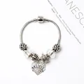 Bracciale a catena snake argento con perline blu e ciondolo a cuore inciso BELIEVE - BELIEVE Bianco