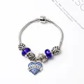 Bracelet à perles ciel étoilé bleu avec charm coeur Believe et cristaux bleus - BELIEVE Bleu