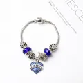 Bracelet perlé ciel étoilé bleu avec pendentif coeur BEST FRIEND et breloque couronne - MEILLEURE AMIE Bleu