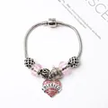 Bracelet à breloques cœur rose avec chaîne serpent argentée et pendentif gravé Blessed - BLESSED Rose