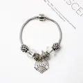 Bracelet chaîne serpent en argent avec cristaux bleus et pendentif coeur gravé FAITH - FAITH Blanc
