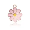 Pendentif marguerite en émail rose et jaune plaqué or rose pour la création de bijoux DIY - Rose Cerise