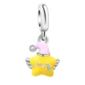 Star-shaped enamel charm with sleeping face and wings for DIY beaded bracelets - Sleepy Star (12)