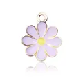 Pendentif marguerite en émail lavande et métal doré pour la création de bijoux DIY - Mauve Clair