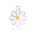 Pendentif marguerite en émail blanc avec cadre doré pour la création de bijoux DIY - Blanc