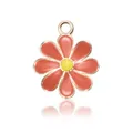 Pendentif marguerite en émail orange avec bords dorés et centre jaune pour bijoux DIY - Rouge