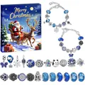 Blauwe kerst DIY-armbandset met sneeuwvlokken en de kerstman in een mooie geschenkdoos - Ster en Maan Blauwe Klapdoos