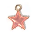 Colgante de estrella en aleación dorada con esmalte rosa coral y borde perlado - Colgante Estrella / Rosa
