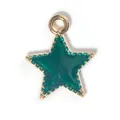 Colgante de estrella de mar con esmalte verde oscuro y marco dorado con anillo - Colgante Estrella / Verde Oscuro