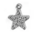 Colgante estrella plateada vintage con grabado Just For You para joyería DIY - Colgante de Pentagrama Letra Doble Cara / Plata