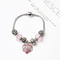 Bracelet chaîne serpent en argent avec pendentif cœur rose et breloque couronne - MY GIRL Rose