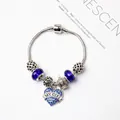 Bracelet ciel étoilé bleu avec chaîne serpent argentée et pendentif cœur gravé My Girl - MY GIRL Bleu