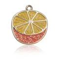 Colgante esmaltado de frutas de verano con rodajas de limón y sandía en aleación - Colgante de Esmalte de Naranja