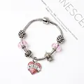 Bracelet maille serpent argenté avec perles roses en cristal et pendentif cœur Niece - NIÈCE Rose