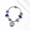 Bracelet chaîne serpent argentée avec perles bleues et pendentif cœur Niece - NIÈCE Bleu